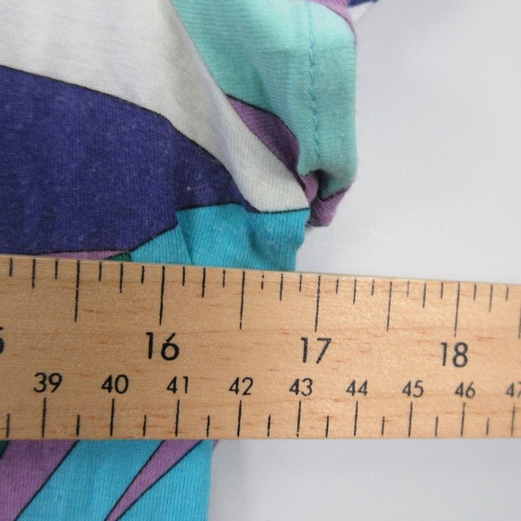 Emilio Pucci Firenze Top Shirt Women M * Blue Abstract V Neck Y2K Designer 142 - Picture 8 of 10